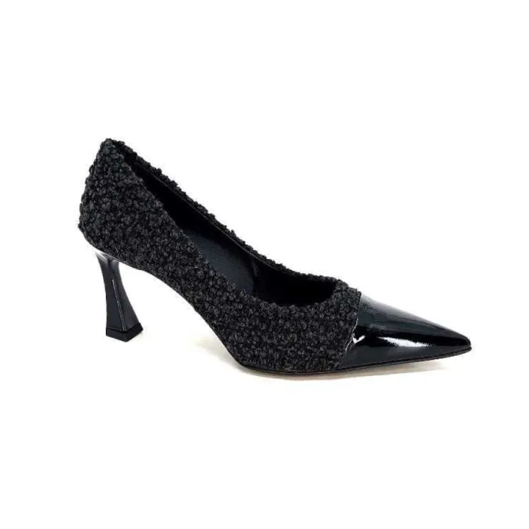 Enzo Di Martino Eli 715 Textile Noir Cuir Vernis Noir