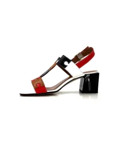 Ivoire F2105 Sardegna Cuir Blanc, Marron, Rouge & Noir