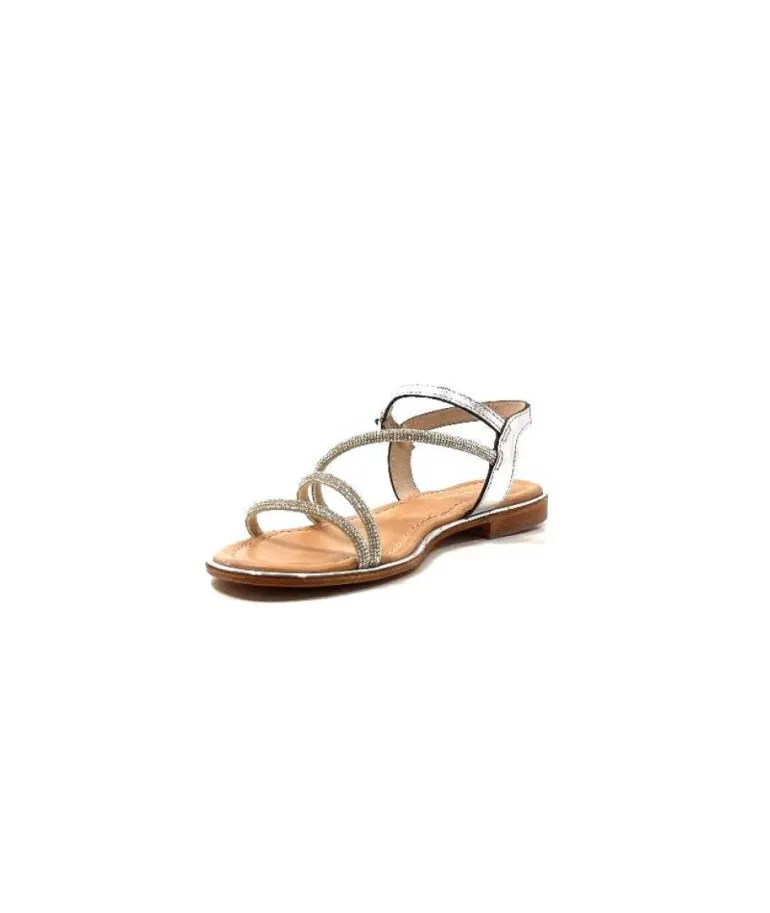 Les Tropeziennes Hoctavy Cuir Strass Argent