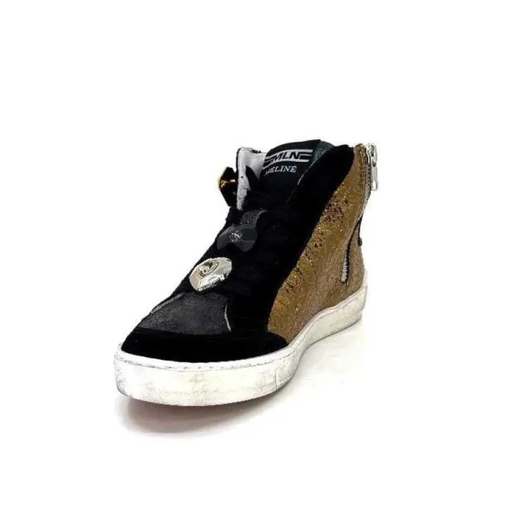 Meline Nkc 1151 Cuir Dore Et Daim Noir