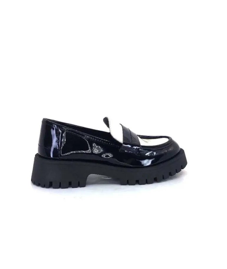 We Do 11244 Cg Cuir Noir & Vernis Blanc
