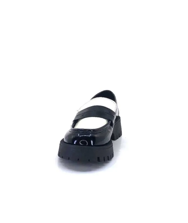We Do 11244 Cg Cuir Noir & Vernis Blanc